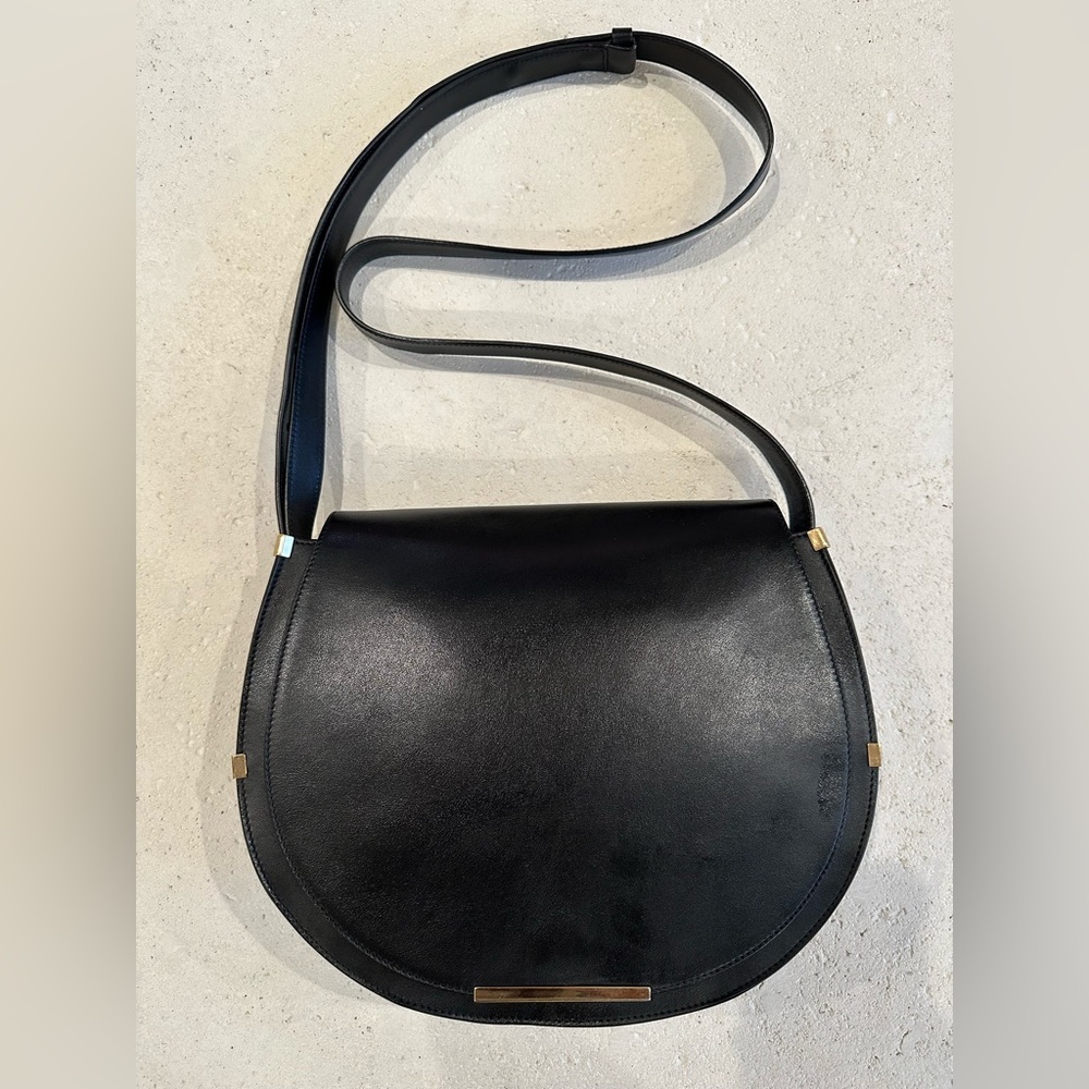 Cuyana Black Leather Saddle Bag